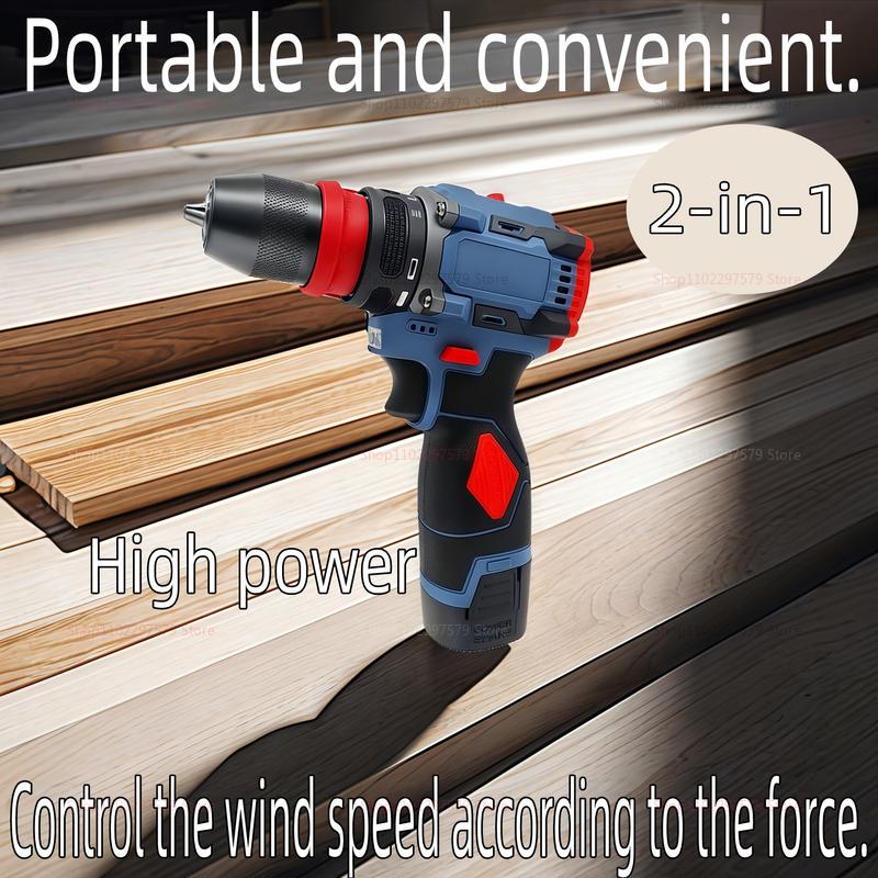 16.8V 2in1 LithiumBrushlessDrill Electric Screwdriver Cordless Power Tool for Home DIY Furniture Installation Automotive Repairs