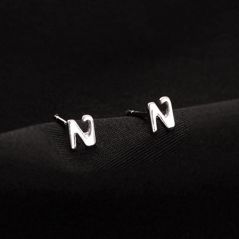 Banyan Tree S925 Silver English Alphabet Earrings for Women - Small, Comfortable, Single Earrings for Sleeping