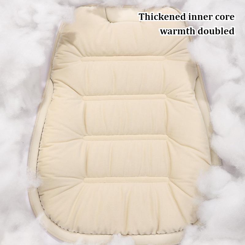 2-seater Elegant Comfortable Down Feather Car Seat Cushion Plush PU Leather Thick Warm Cozy for Autumn Winter