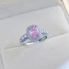 Accessories Fat Rectangle Pink Zir*****Pen Ring Luxury Temperament Versatile Pink Diamond Ring Women