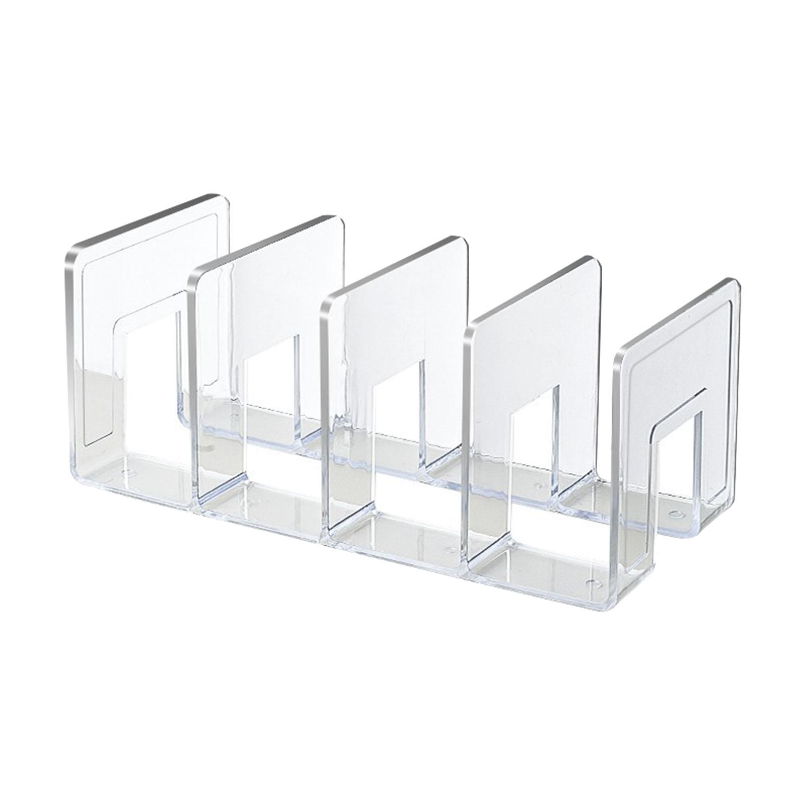 

Bookends Transparent Color Simple Style 4 Compartments Acrylic Material Book Shelf Holder for Office Classroom