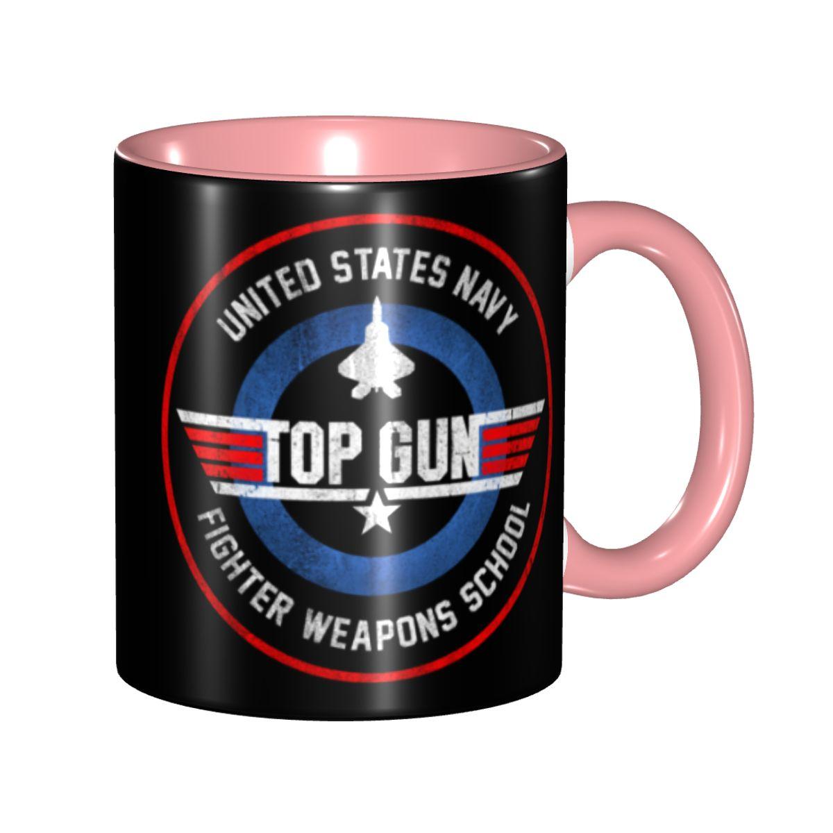 DIY Top Gun Maverick Fighter Weapons School Ceramic Mug Personalized Coffee Cup Creative Gift 330ml розовый