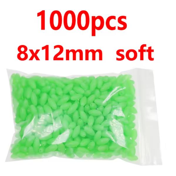 1000/3000PCS Wholesale Red Green Oval Soft Rubber Luminous Fishing Beads Glowing Sink Beads For Fishing Rigs Fishing Lure Tackle