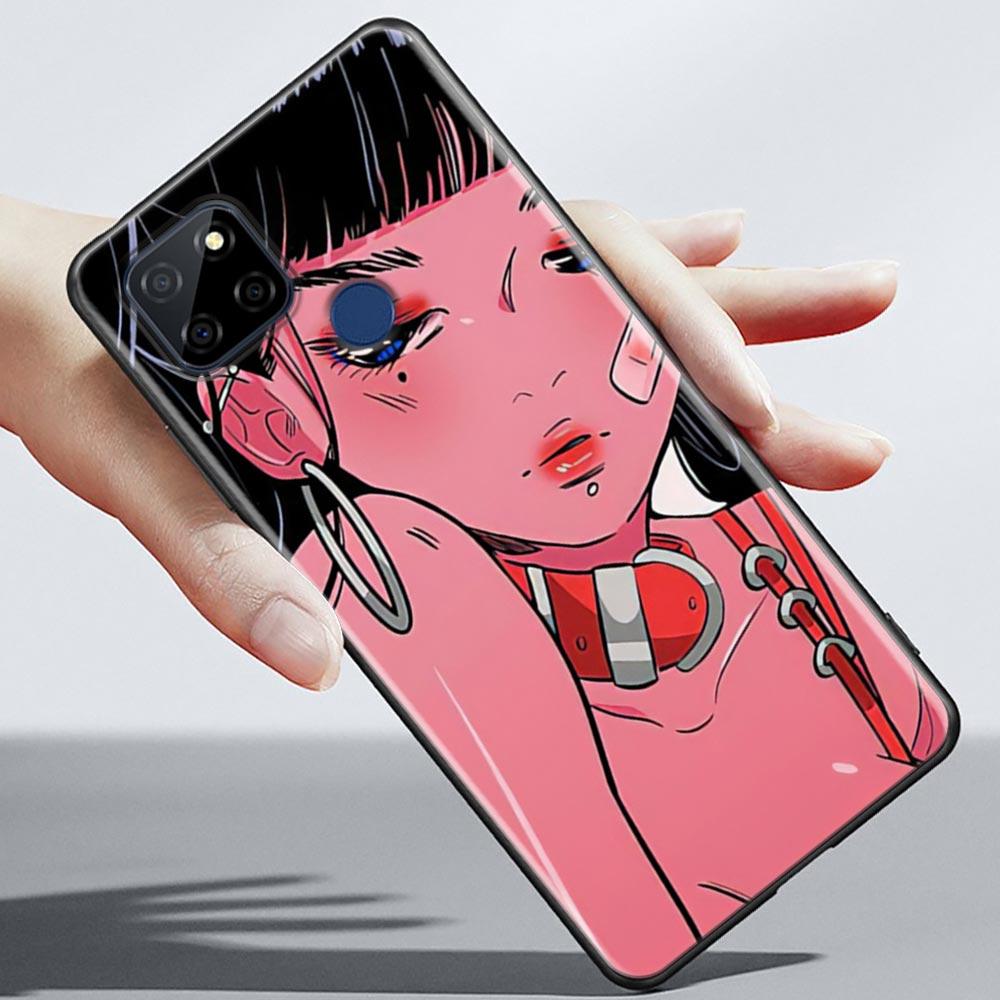 Super Cute Girl Anime Phone Case For OPPO Realme 5 6 7 7i 8 8i 9 9i V25 F9 F17 F19 5G 4G Pro Narzo Speed Black Soft Cover Fundas