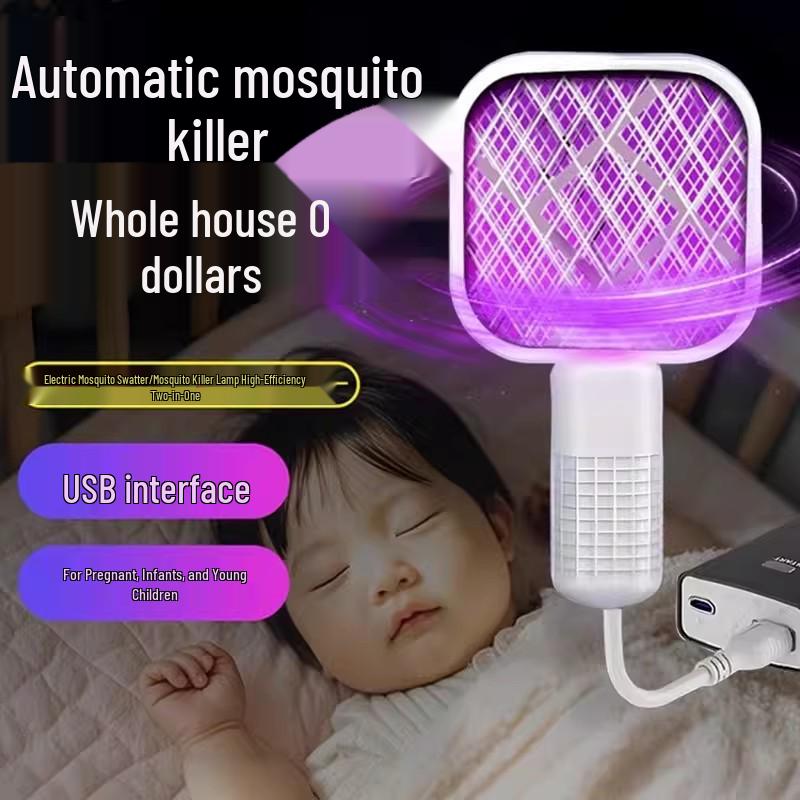 USB-Mückenvernichter & Repellent-Lampe: Elektrische Fliegenklatsche mit Blaulicht für Camping im Freien