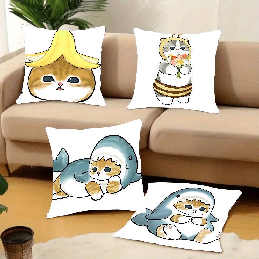 Hand Drawn Cute Cat Pillow Case Home Decor Throw For Sofa Bed Car Room Decor Gift Idea