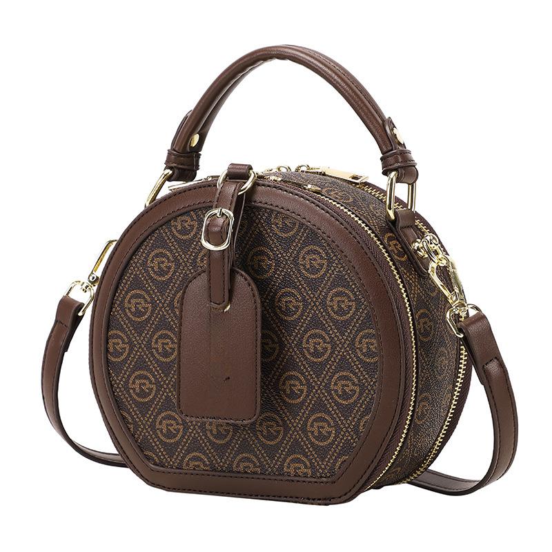 Niche Design Retro Handbag, Women's Bag, Versatile Round Cake Bag, Multi-compartment Large-capacity Single-shoulder Bag, Crossbody Bag