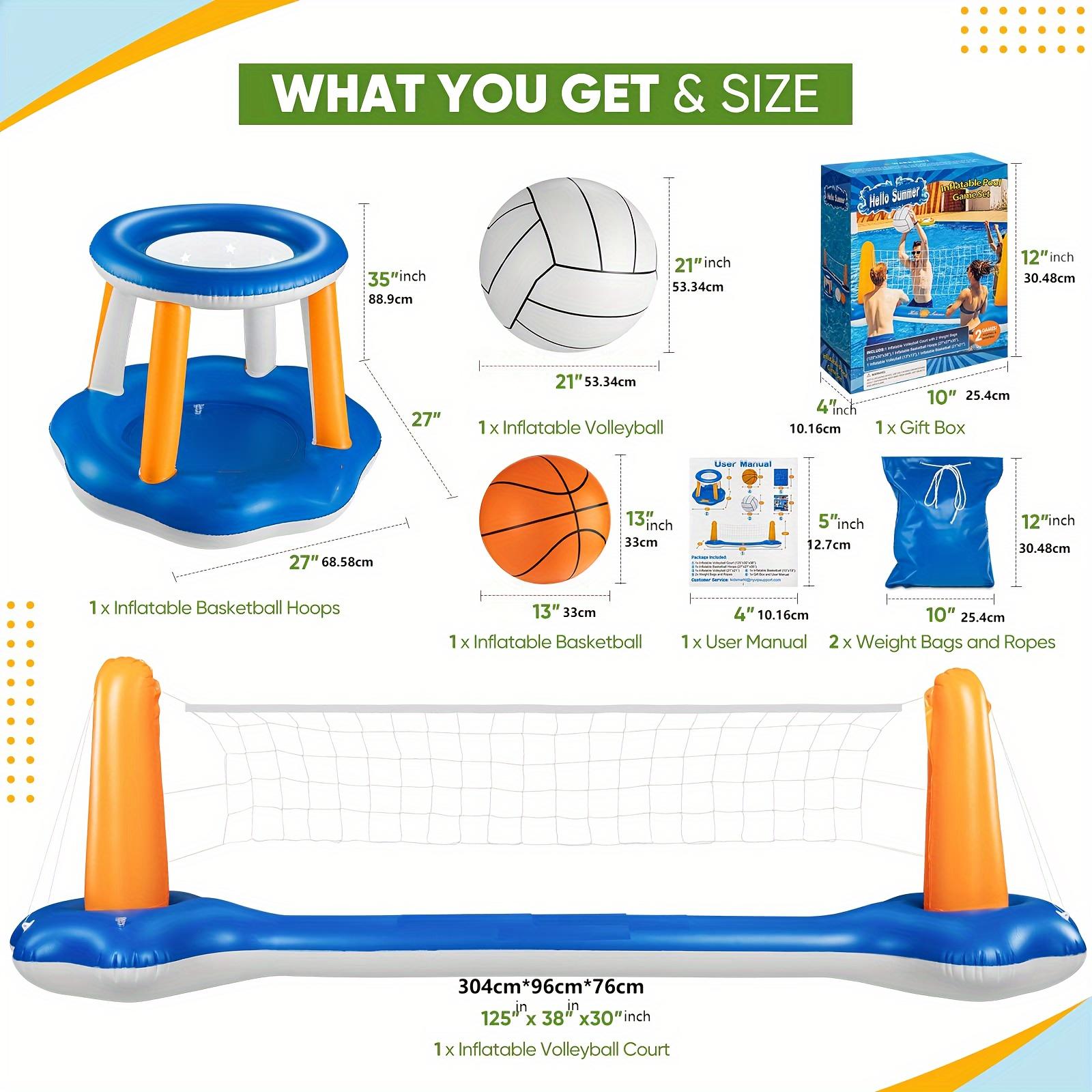 Adult Water Entertainment Inflatable Volleyball Stand-Inflatable Basketball Stand-Suitable for Summer Swimming Pool Water Event Party синий