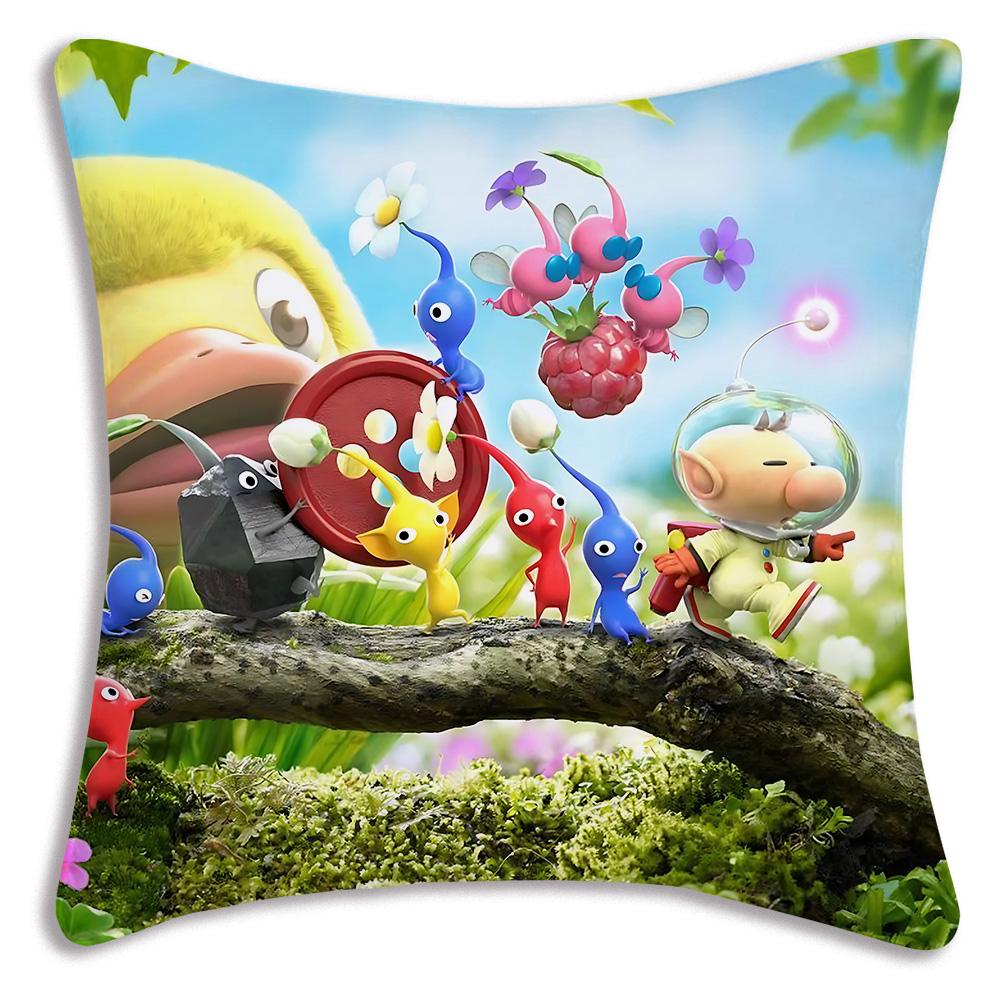 Cartoon Hey For Pikmins Pillow Covers Cartoon Sofa Decorative Home Double-sided Printing Short Plush Cute Cushion Cover