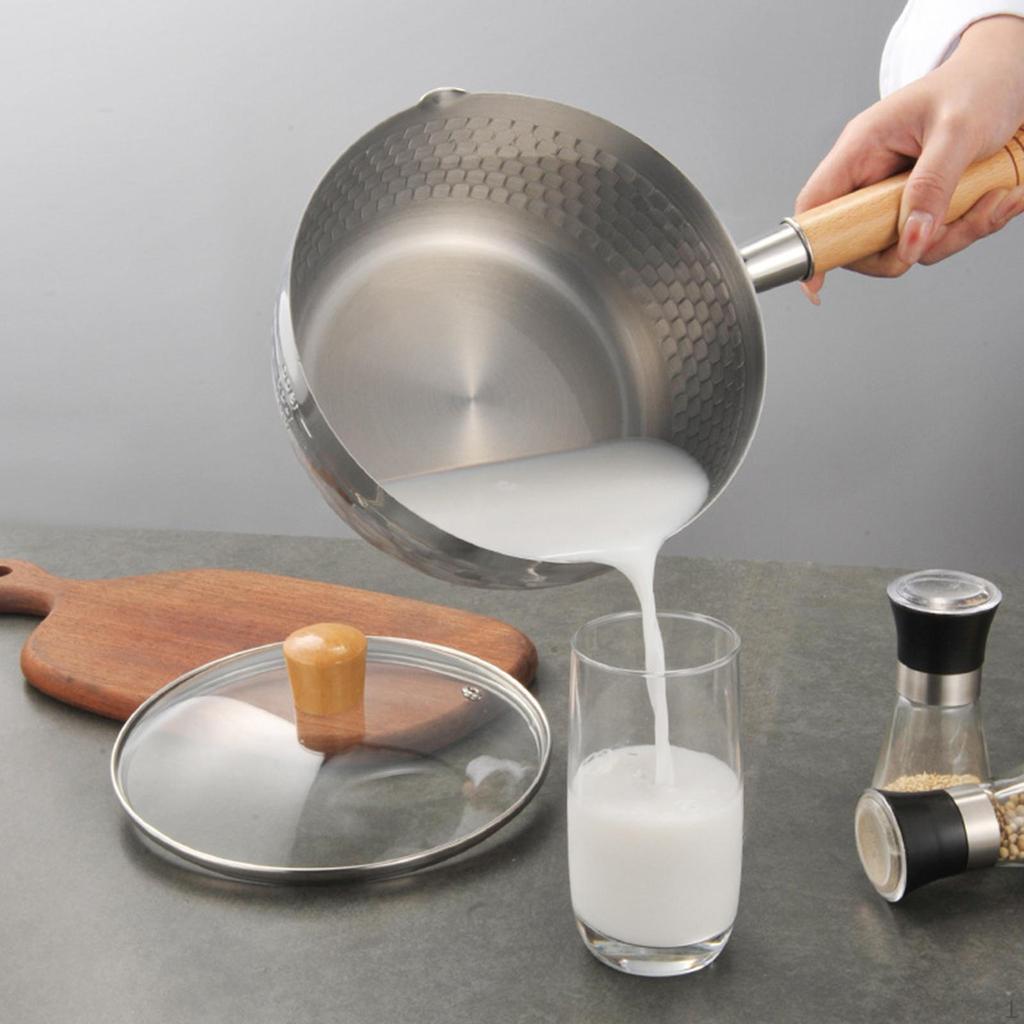 Buttermilchwärmer Stieltopf Langer Griff mit Dampfeinsatz und Deckel Suppentopf für Restaurant