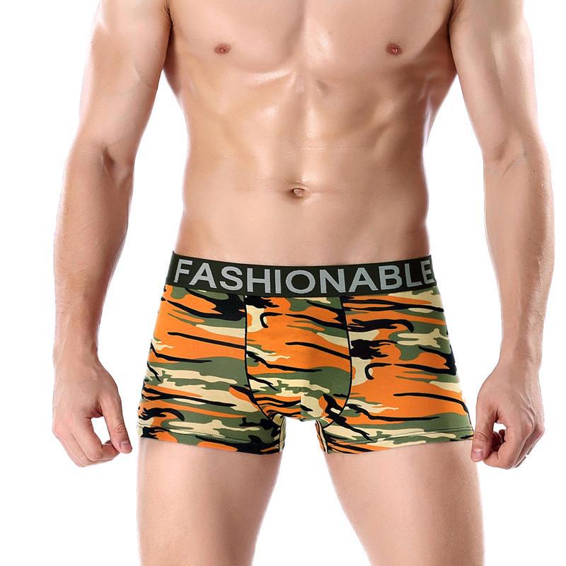 Men's Camouflage Cotton Boxer Briefs - Trendy, Breathable Military Style
