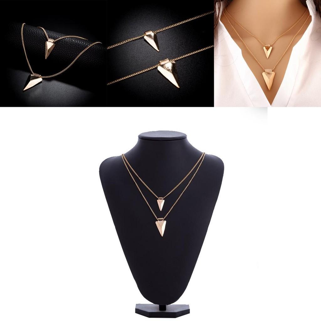 Plated Gold Stylish Geometric Arrow Multi Layer Necklace For Everyday Wear