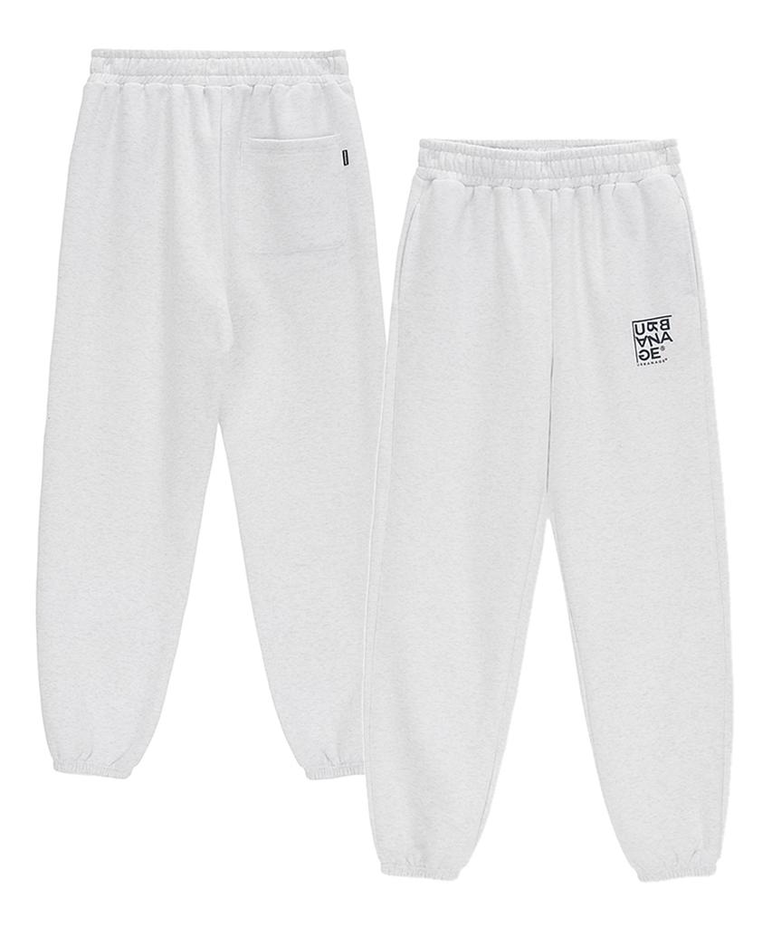 URBANAGE Logo Point Jogger Pants White Melange
