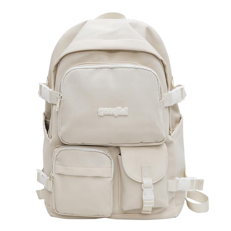 

Однотонний студентський шкільний рюкзак великої ємності, жіночий рюкзак у студентському стилі, чоловічий рюкзак для комп’ютера білий