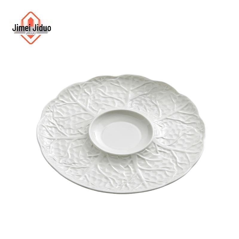 Рельефная керамическая круглая обеденная тарелка Jimei Jiduo 10 Inch (270mm)