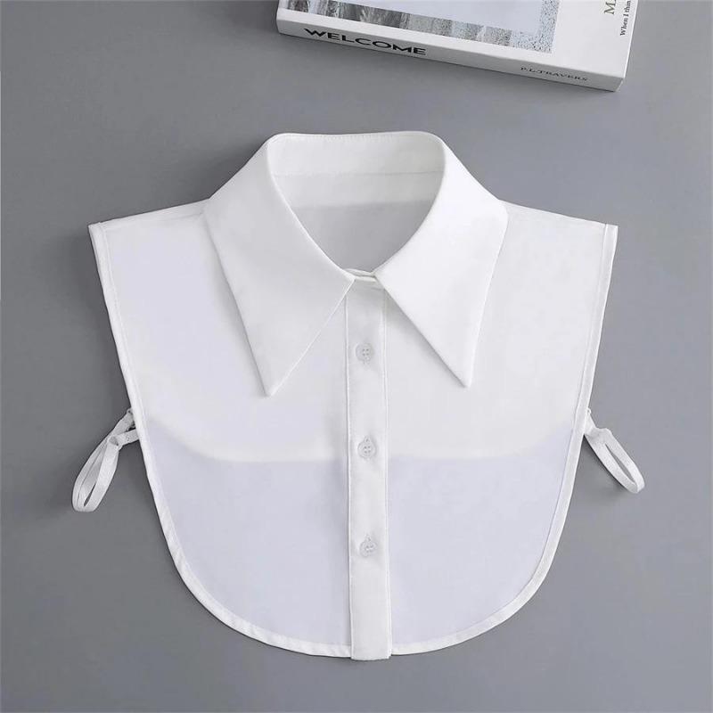 New Women White Lace Fake Collar Vintage Shirt Detachable Collar Front Tie Men Lapel Blouse Top Sweater Cotton False Collars