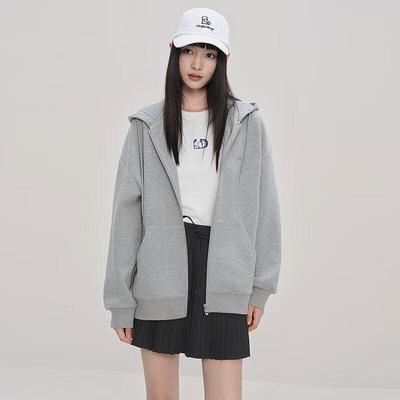 LEDING Embroidered Hooded Zip-Up Sweatshirt