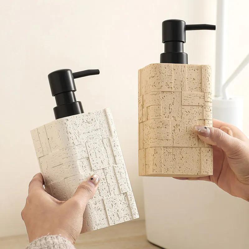 Dispensador de jabón de 400 ml moderno simple textura de piedra de cueva loción baño hogar lujo tipo presión de aire botella de desinfectante de manos