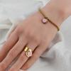 Women Beaded Enamel Bracelet Adjustable Length Heart Charm Titanium Steel Bracelet Stress Relief Happiness Meaningful Jewelry