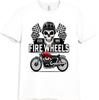 Motorcycle T Shirt Skull Rider Fire Wheels Biker Vintage Racing Graphic Tee