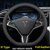 Steering Wheel Cover For Tesla Model 3 Y S X Nappa Leather 4 Seasons 36-39 CM Diameter Black Car Interior Accessories 2017-2024