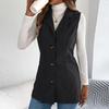 Women's Fashionable Solid Color Sleeveless Lapel Button Vest Jacket