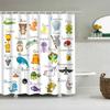 Rideaux de bain animaux dessin animé, housse de baignoire, douche avec crochets