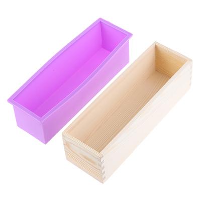 1200Ml Rectangle Silicone Soap Making Mold Wooden Box Handmade Craft Cake Loaf
