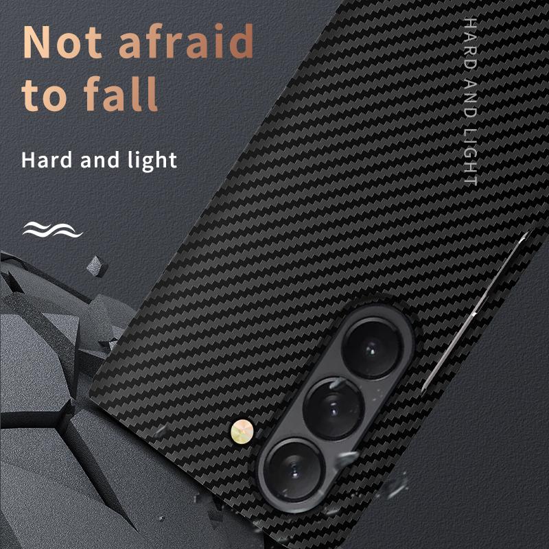 Ultra tenké matné pouzdro na telefon z uhlíkových vláken pro originální Samsung Galaxy Z Fold 7 6 5 4 na dotek jako kůže, nárazuvzdorný tvrdý zadní kryt