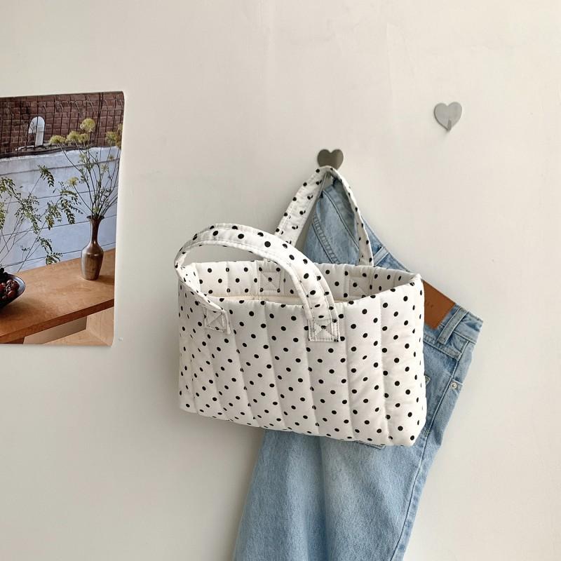 Corea del Sud Stile Ins Nuova Onda Design a Pois Borsa Grande Capacità Letteraria Casual Nicchia 100