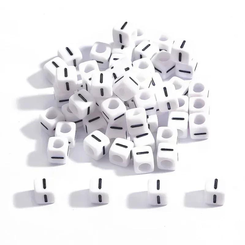 100-500pcs Acrylic A-Z Letter Bead White Square Cube Alphabet Bead for Jewelry Making Diy Bracelet Necklace Earrings Accessories