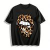 Leopard Print Lip Pattern Cool Top Trendy Street Style Eye-catching T-shirt Pure Cotton T-shirt