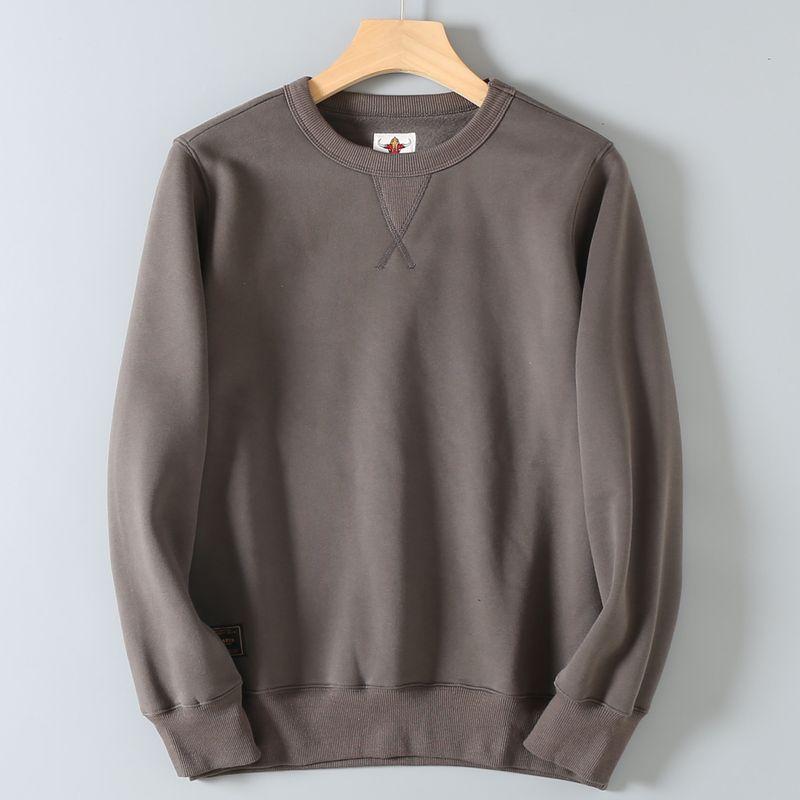 Heavyweight Washed Solid Color Retro Versatile Loose Round Neck Pullover Sweatshirt Autumn and Winter Unisex Fleece Warm Casual Jacket