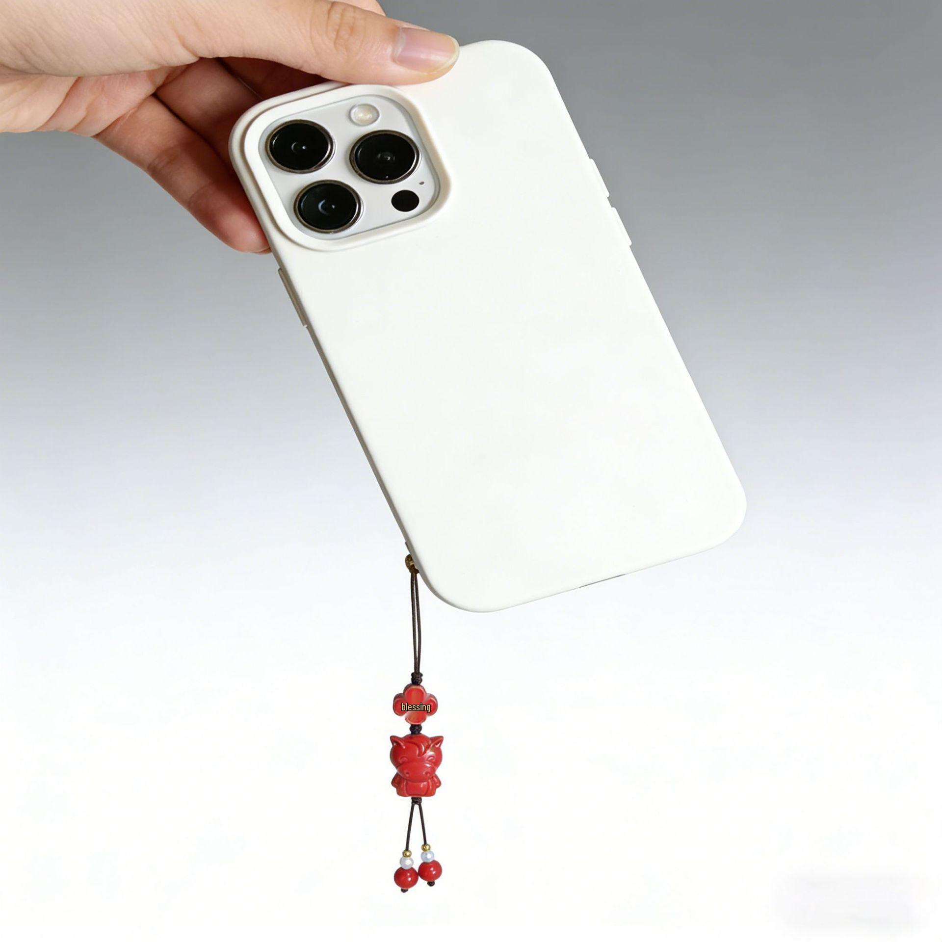 Cinnabar Year of the Horse Phone Charm & Lucky Keychain High Content Cinnabar (Approx. 80%)