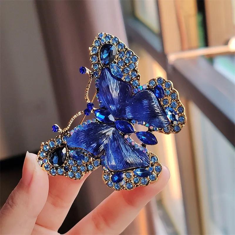 1PC Butterfly Brooches Colorful Crystal Vintage Jewelry Gifts Luxury Rhinestone Brooch Clothing Pin For Women Girls
