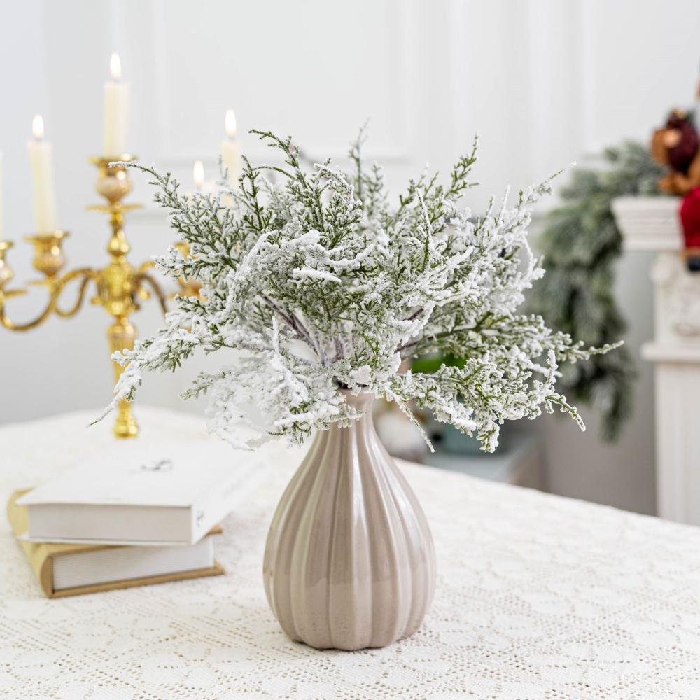 1pcs Christmas Tree Pine Branches Artificial Fake Plants Snow Pines Garland For Christmas Wreath Party Decor Xmas Gifts Ornament