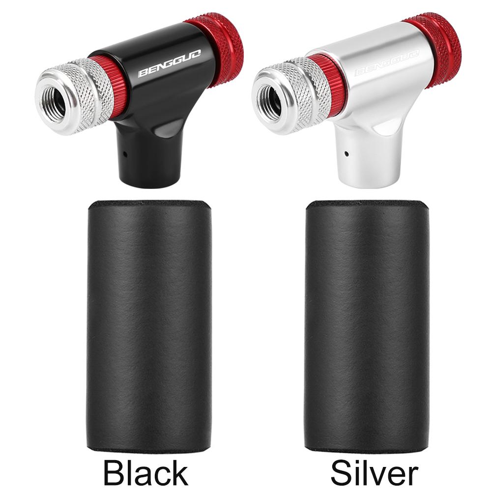 CO2 Bicycle Tire Inflator CO2 Pumps Inflator Head Schrader &  Mini Bike CO2 Injector Aluminum Alloy for Bicycle Basketball