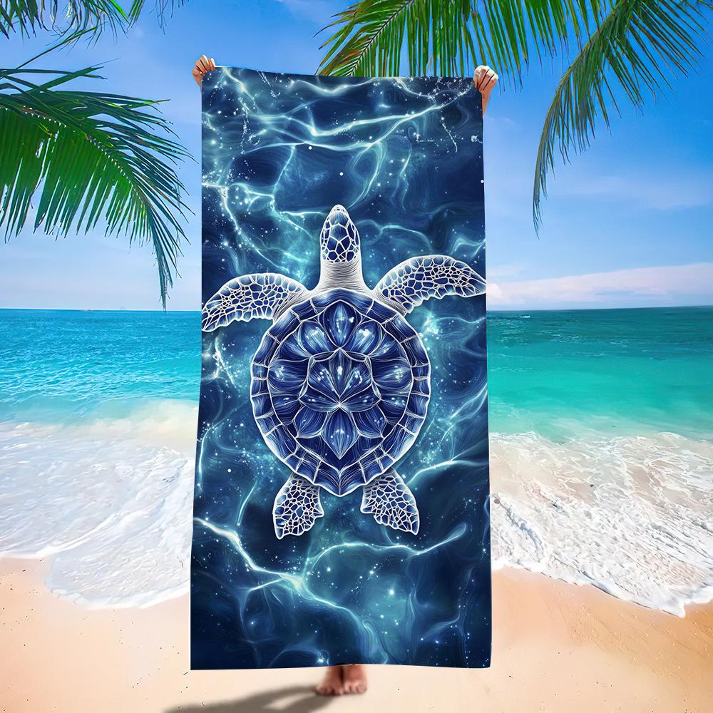 Zeeschildpad Familie Strandlaken Hart Zand Ontwerp Sneldrogend Absorberend Handdoek voor Zomervakantie