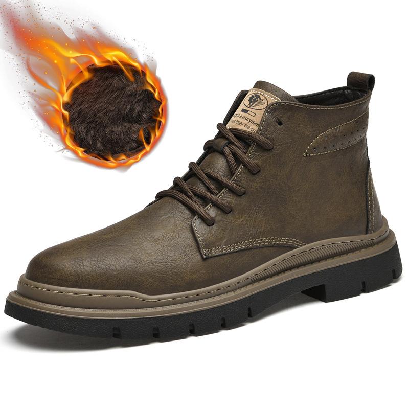 

Мужские ботинки Мартин из коровьей кожи большого размера на мягкой подошве, уличные рабочие ботинки, мужские ретро-бархатные теплые высокие кожаные ботинки 45