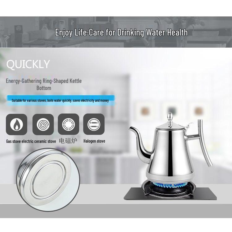 Thickened Stainless Steel Teapot with Filter, Universal Flat Bottom Kettle