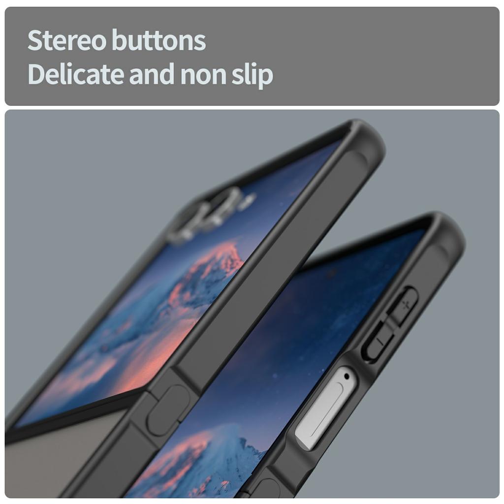 For Samsung Galaxy Z Flip7 5G Case Drop Proof Airbags Frosted Translucent PC+TPU Phone Back Cover