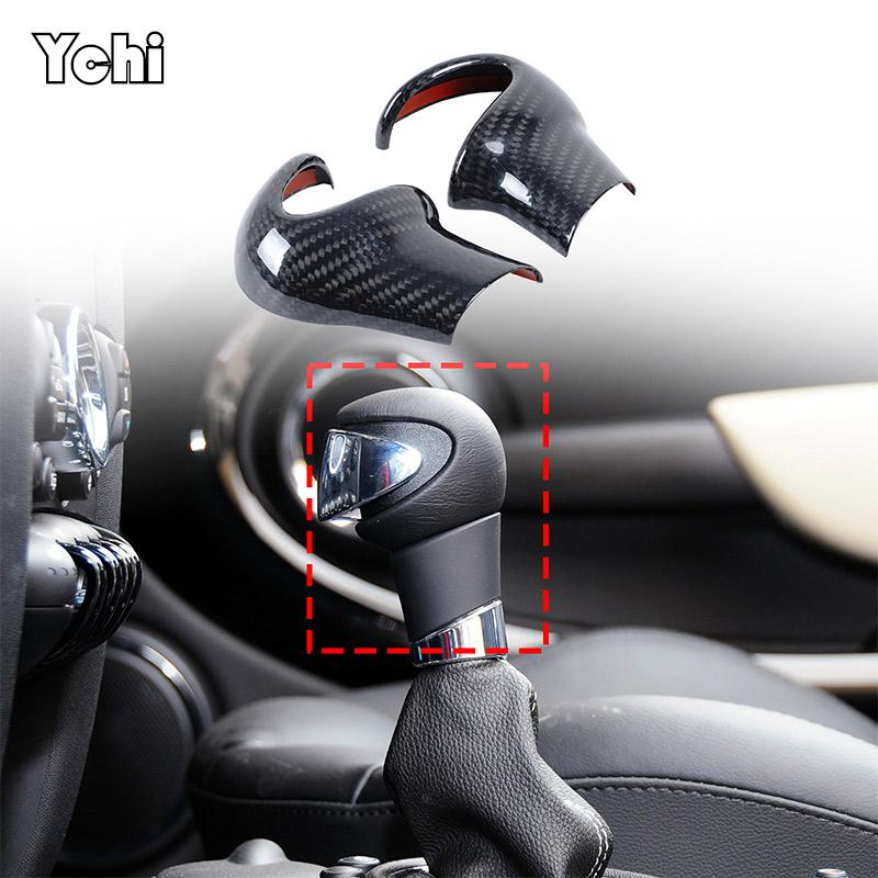 For BMW MINI F54 F55 F56 F60 Real Carbon Fiber Car Gear Head Shift Knob Handle Cover Trim Sticker Interior Accessories