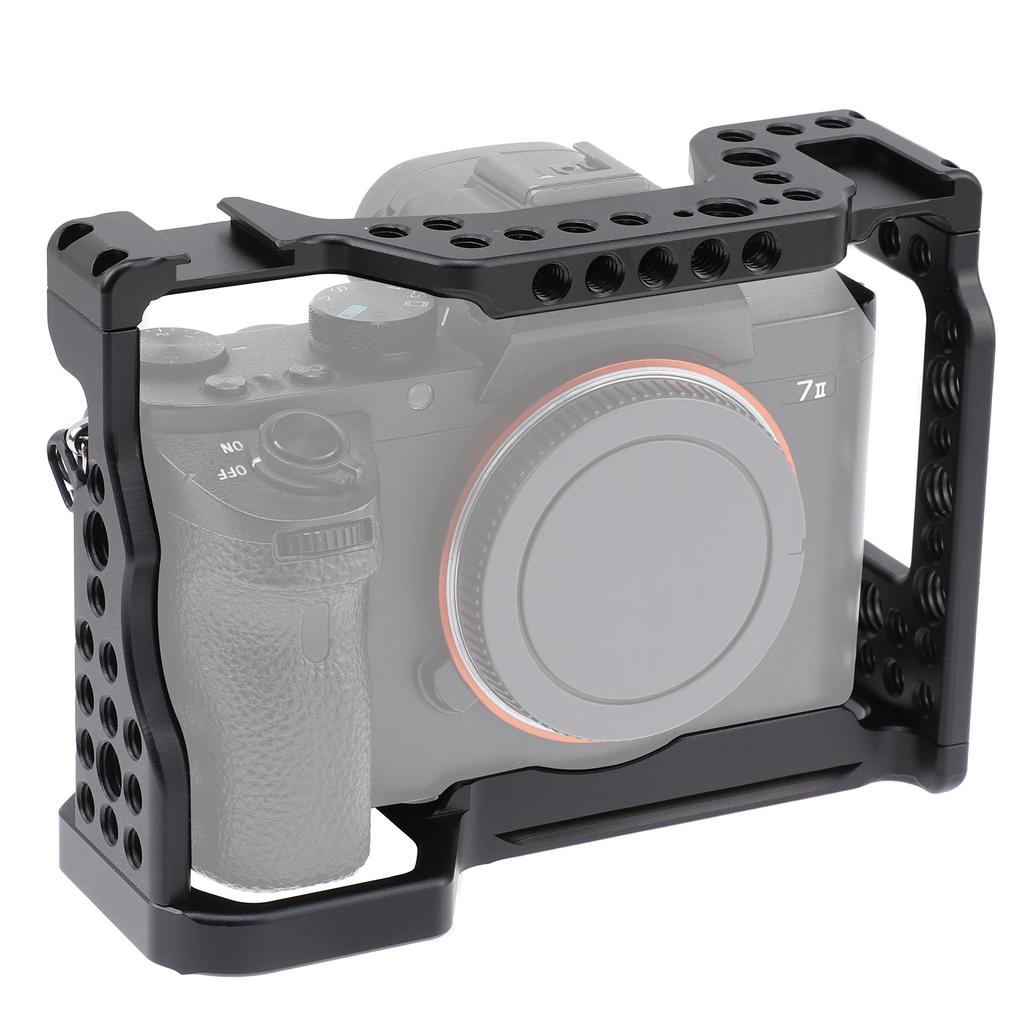 Camera Cage Aluminum Alloy Video Cage Replacement for Sony A7M3 A7R3 A9 Mirrorless Camera with Cold Shoe Mount 1 4 Inch