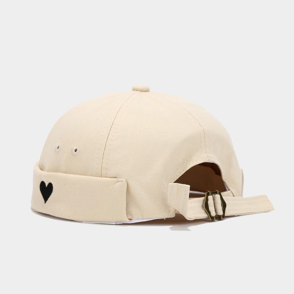 Unisex Heart Embroidered Docker Hat Brimless Skullcap for Women Daily Street Wear