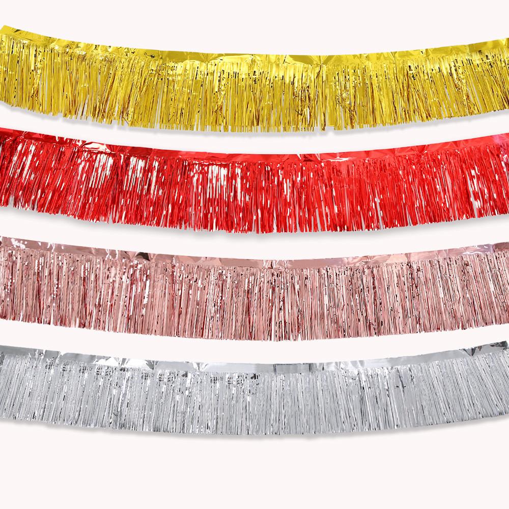 Gold Rose Luxurious Gold Silver And Purple Rain Streamer Banners For Event Decorations
