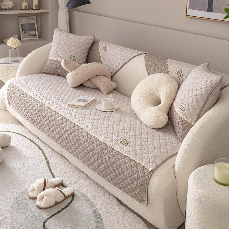 Sofa Cushion Four Seasons Universal Pure Cotton Cushion Simple Modern Nordic Cotton Non-Slip Sofa Towel Cover Cloth Cushion Summer