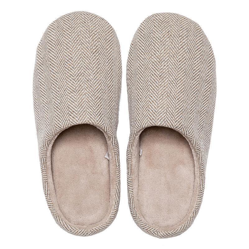 Japanese twill winter non-slip home wood floor soft bottom bedroom men and women couple thick bottom cotton slippers simple