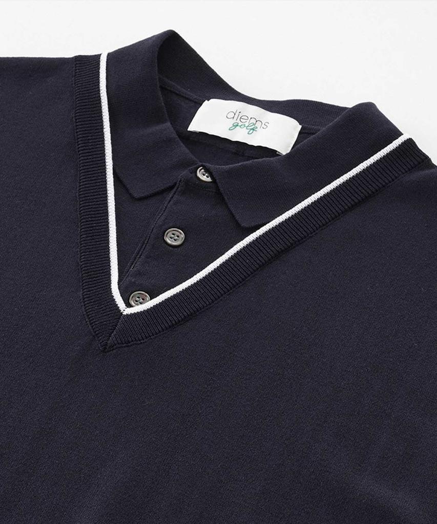 STCO Diems Cool Layered Collar Knit Navy (Classic Fit)_Dgkvb04Csn