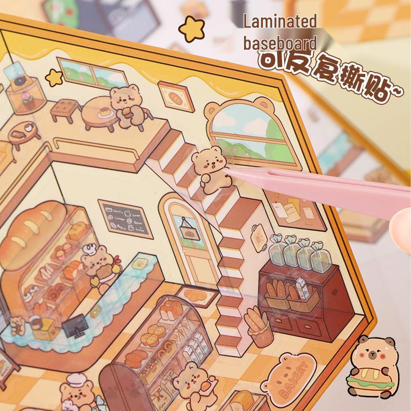 3D Capybara and Puppy Cartoon Landscape Stickers for DIY Journals and Quiet Books