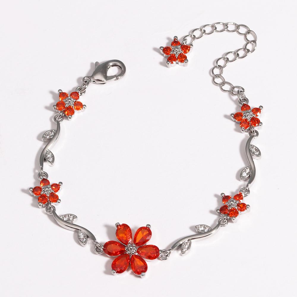 Luxury Colorful Zircon Flower Bracelets For Women Girls Korean Sweet Gold Crystal Adjustable Bracelet Jewelry Gift